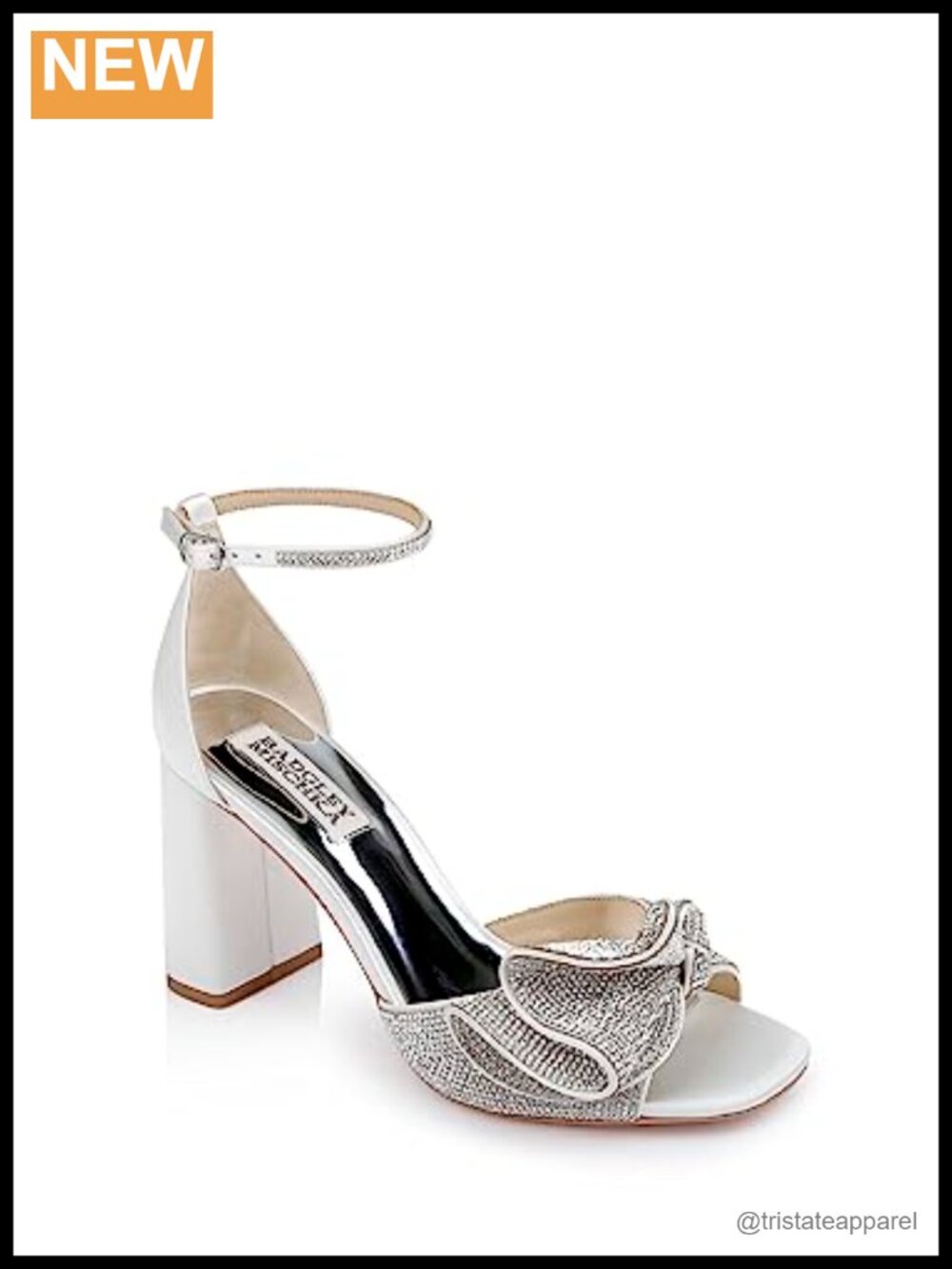 Rhinestone Bejeweled Block Heel Sandals, Leather